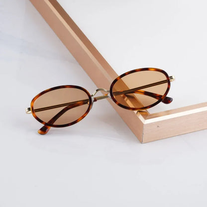 Reign Oval Desgier Women's Sunglasses Alloy Acetate Small Face Fashion Street UV400 High Quality Ultralight Eyeglasses with Case