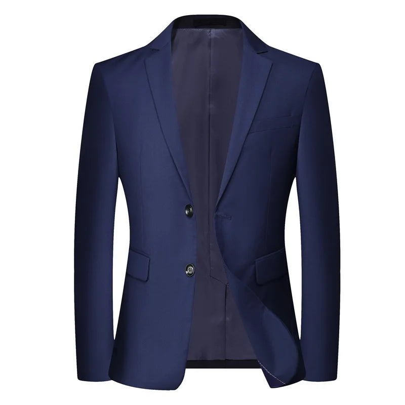 2026 Autumn Winter New Mens Soild Color Suit Jacket Single Breasted Men Business Casual Suit Coat Grey Blue Male Blazer Outwear