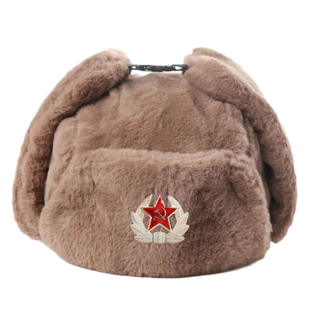 Outdoors Thick Bomber Hat Plush Warm Russian Ushanka Windproof Snow Caps for Women Men