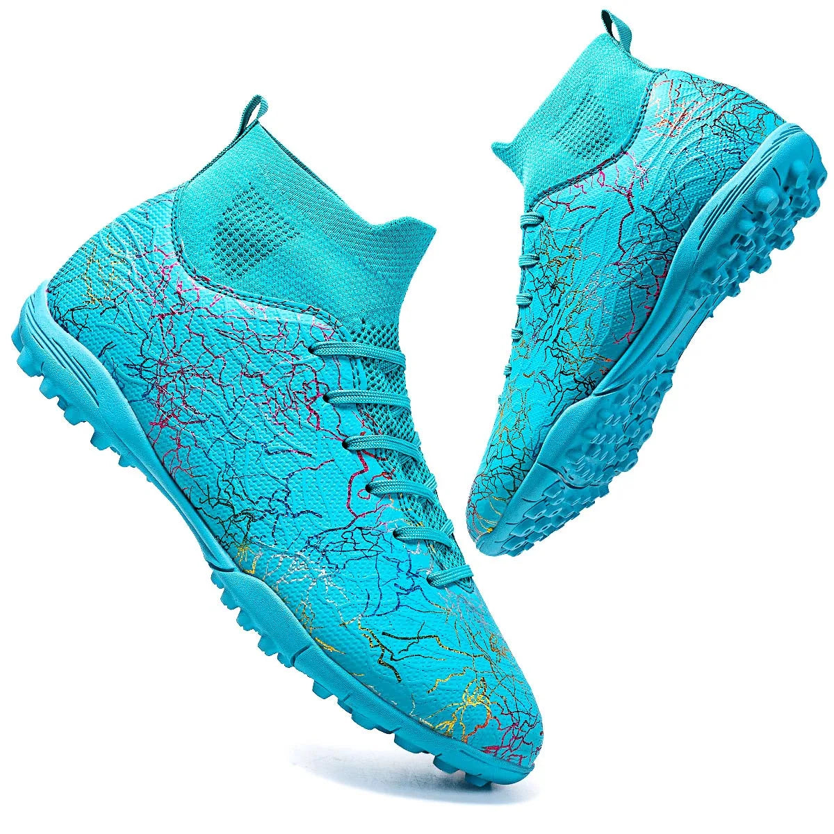 Professional High-Top Soccer Shoes for Men, Tf, Broken Nails (Referring to Cleats), Short Nails (Referring to Studs), Artificial Turf Training, Breathable, Anti-Slip