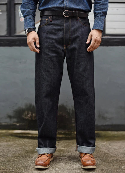 Summer Sanforized Selvedge Denim Jeans Cotton-ramie Men's Jeans Loose Fit High Rise 10oz