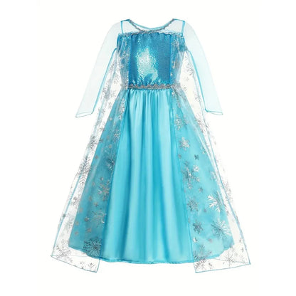 Girls Princess Dress Kids Elsa Anna Snow White Aurora Belle Rapunzel Peach Halloween Costume Children Birthday Party Clothes