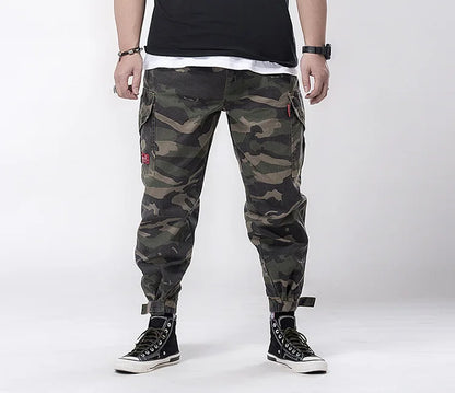 Big Size Men's Cargo Pant Elastic Waist Cotton Jogger Trouser Male Camouflage Loose Spring Pocket Extra Large Plus Baggy Hip Hop