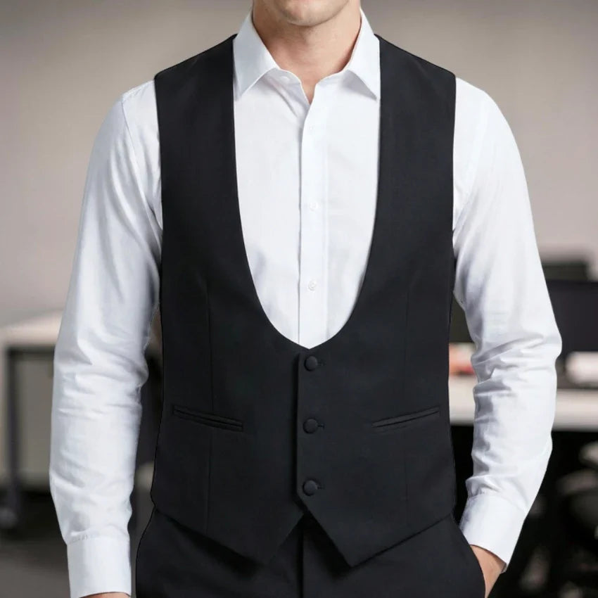 Black Men Suit Vest for Wedding Party One Piece Slim Fit Male Waistcoat Solid Color Fashion Coat EU44-EU60 New Arrival
