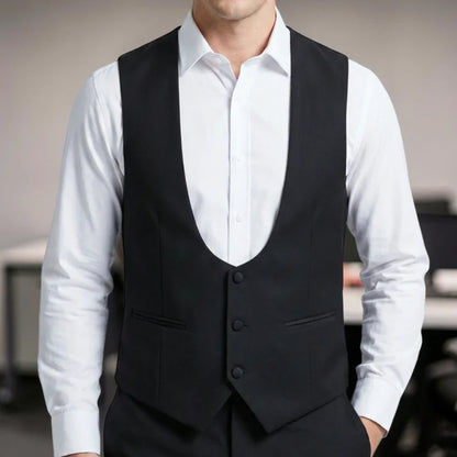 Black Men Suit Vest for Wedding Party One Piece Slim Fit Male Waistcoat Solid Color Fashion Coat EU44-EU60 New Arrival