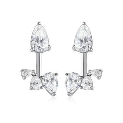 18k Plated Pear Cut 100% All Moissanite Stud Earrings for Women Girls Water Drop Luxury Ear Jewelry 925 Sterling Silver