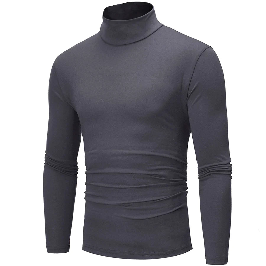 2pcs Men Thin Warm Tops Men's Autumn Long-sleeved Thermal Underwer Male High Collar Fashion T-shirt