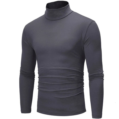 2pcs Men Thin Warm Tops Men's Autumn Long-sleeved Thermal Underwer Male High Collar Fashion T-shirt