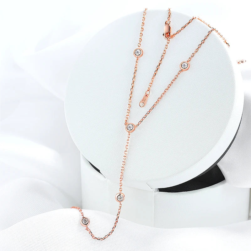 3MM Bubble Classic Moissanite Necklace Pendant for Women 18k Plated Female Necklace Pure S925 Silver Jewelry Wholesale