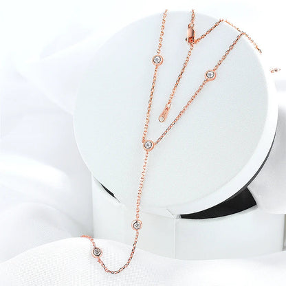3MM Bubble Classic Moissanite Necklace Pendant for Women 18k Plated Female Necklace Pure S925 Silver Jewelry Wholesale