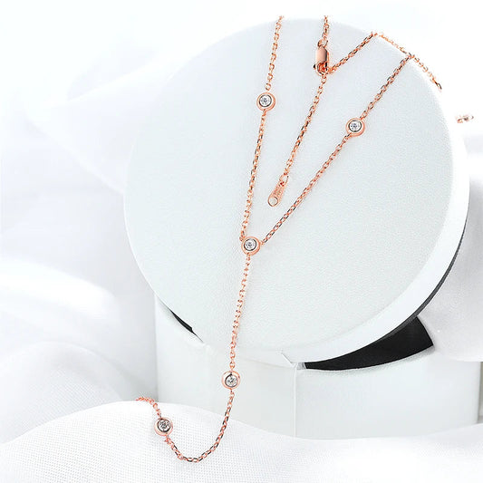 3MM Bubble Classic Moissanite Necklace Pendant for Women 18k Plated Female Necklace Pure S925 Silver Jewelry Wholesale