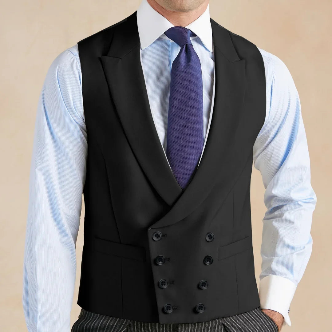 Men Vest White With Lapel Solid Double Breasted Waistcoat For Wedding Banquet Business Work Office Casual Daily Men Suit Vest
