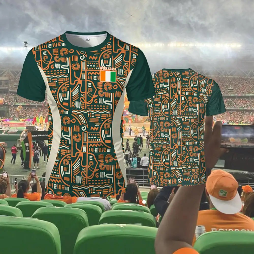 2025 New Ivory Coast Themed T-Shirt Outdoor Sports Breathable Quick-Drying Jersey Unisex Africa Cup Of Nations Fan Jersey