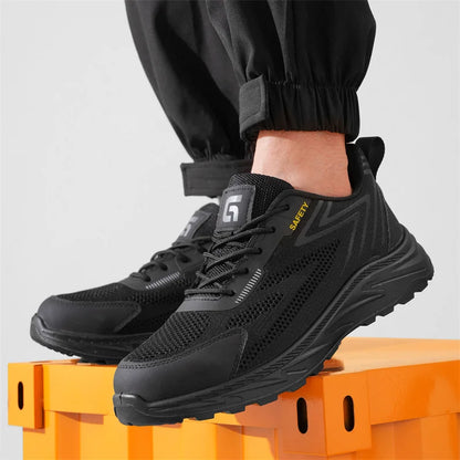 Summer Breathable Men Labor Shoes Lightweight Work Safety Boots Sneakers Anti Nail Indestructible Steel Toe Male Footwear