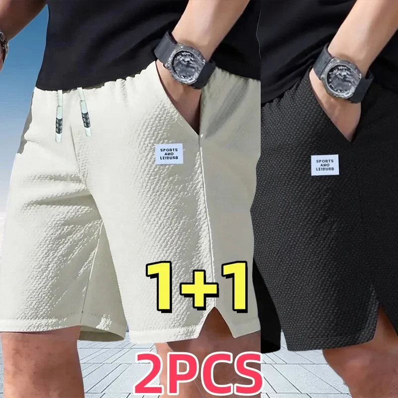 2-Pack, Men's Shorts, Men's Casual Pants, Men's Beach Shorts, Men's Sports Shorts, New Fashionable Textured Fabric, Breathable Pants, Suitable for Daily Casual Wear and Sports