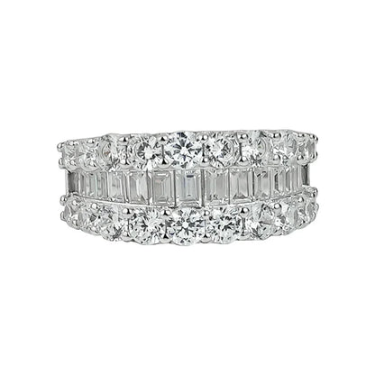 Wide T-shaped diamond ring for women, cool style 925 silver index finger ring, niche design, light luxury daily layering