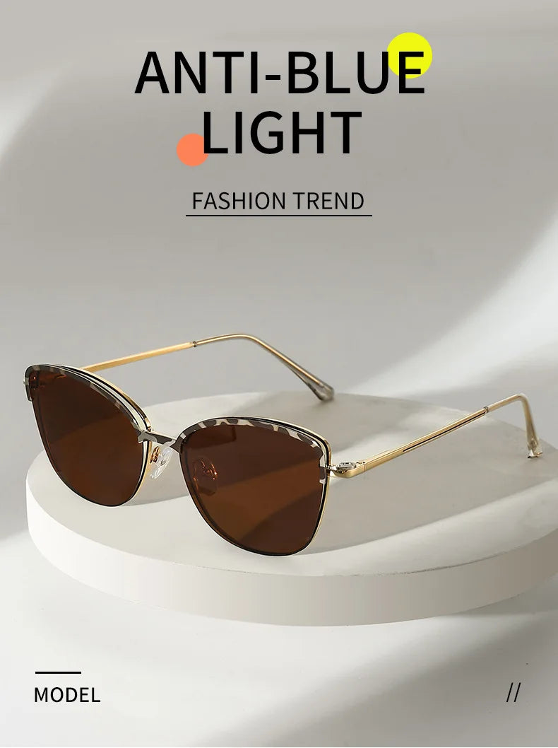 New Fashion Cat Eye Polarized Sunglasses Magnetic Clip-On Myopia Optical Glasses Customizable Prescription 7015