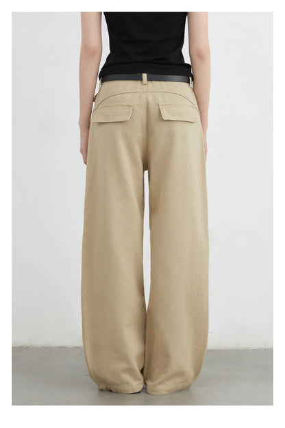 Women Jeans Solid Loose Casual New Split Wide Leg Denim Pant Workwear Female Trousers Spring Autumn 2025