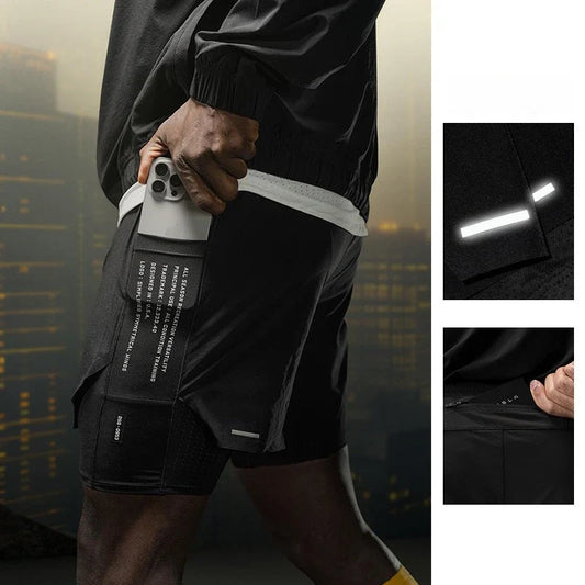 Men's Gym Shorts 2 in 1 Quick Dry Running Shorts Basketball Jogger Summer Fitness Workout Short Pants Bodybuilding Activewear