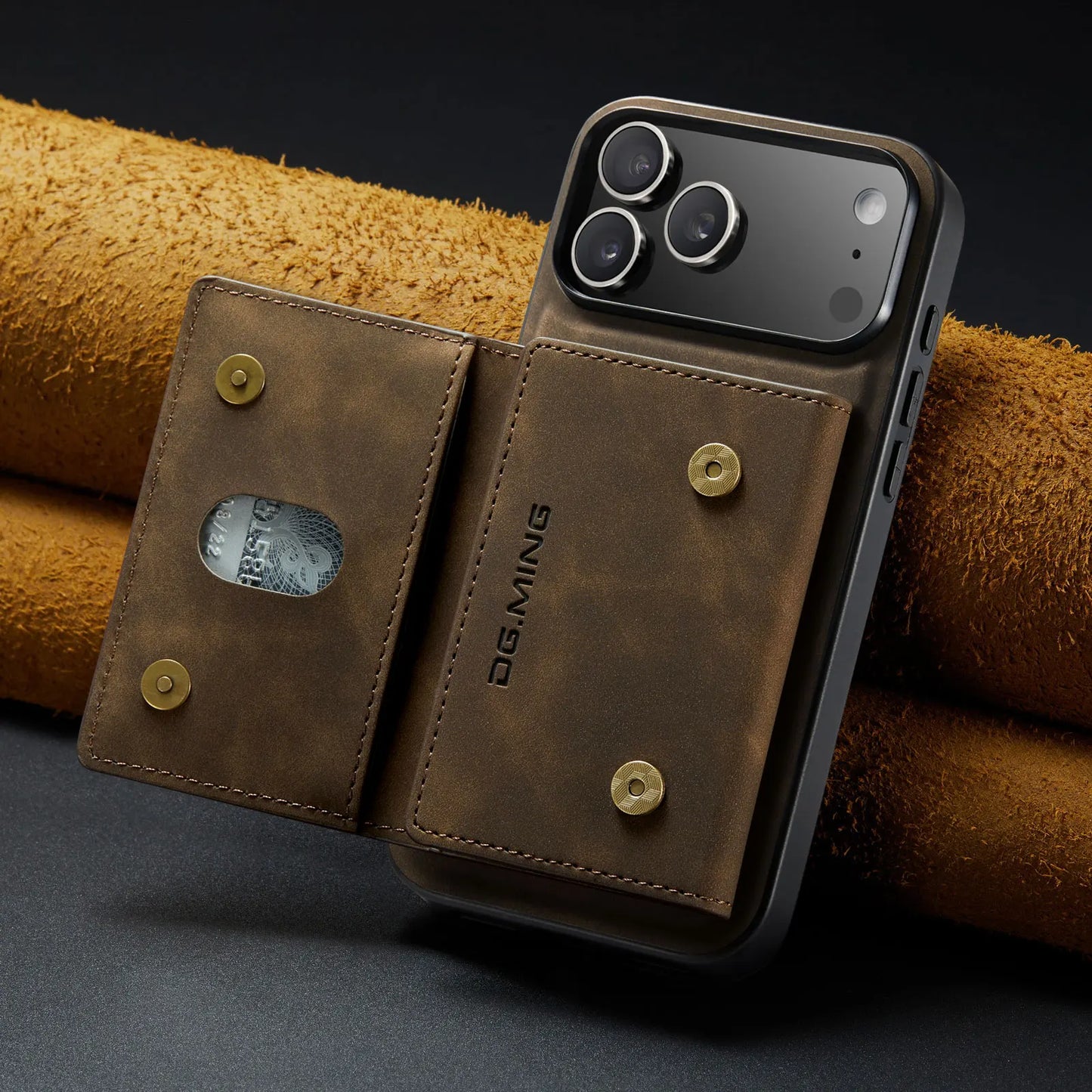 Luxury Leather Phone Case for IPhone 17 Pro Max Air16E 16 14 15 Plus 13 12 11 Pro Max Magnetic Detachable Card Stand Wallet