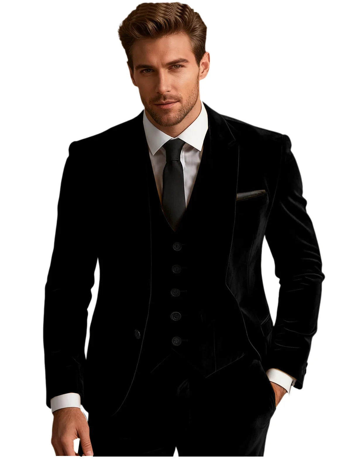 Elegant Wedding Men's Suit Business Tuxedos Formal 3 Piece Set Jacket Vest Pants Single Breasted Men Sport Coats Blazers