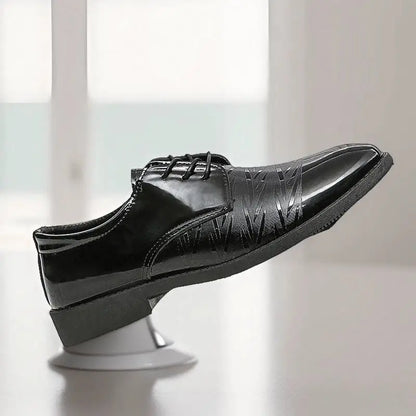 Black Round Toe Bright Upper Men's Formal Shoes Business Casual Party Elegant and Classic Low Price Suit New Social Shoe Male