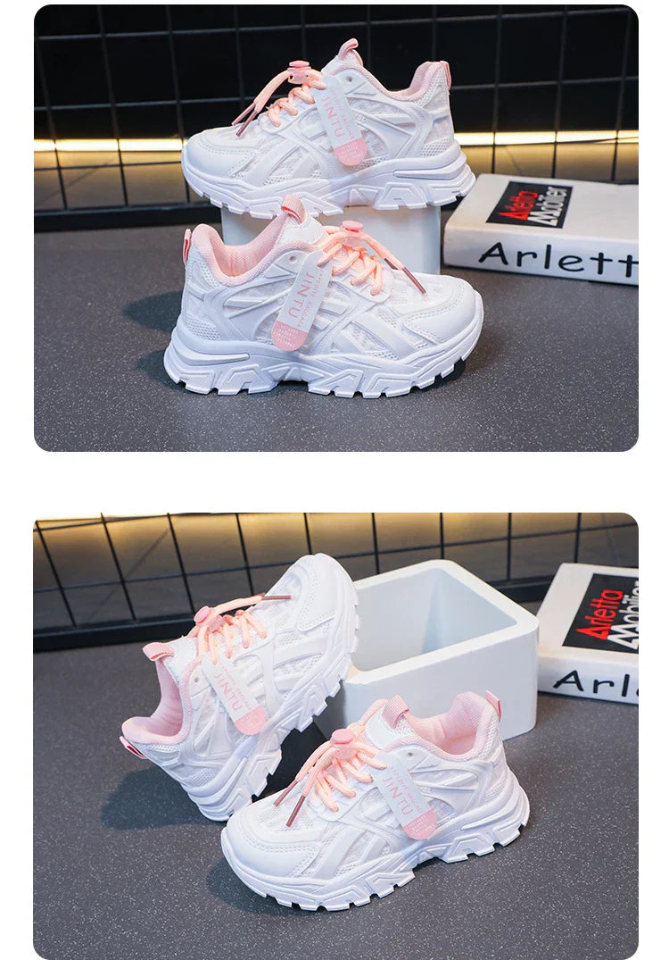 Girls Sneakers 2024 Children Casual Shoes Mesh Platform Designer Tennis Sneaker 6 To 12 Years Kids Sports Shoe for Girl