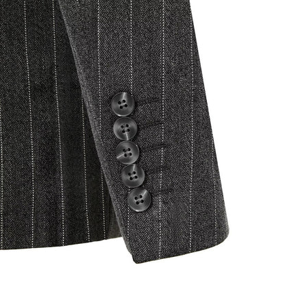 Vintage Winter Tweed Suits High-Quality Striped Tweed Men Suits Design Costume Homme Smart Business Formal Wedding Suit 2 Pieces