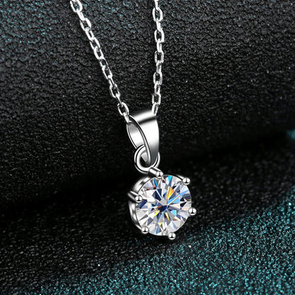 1ct 2ct Moissanite Necklace for Women Wedding Jewelry with GRA 925 Sterling Sliver Plated White Gold Diamond Necklace