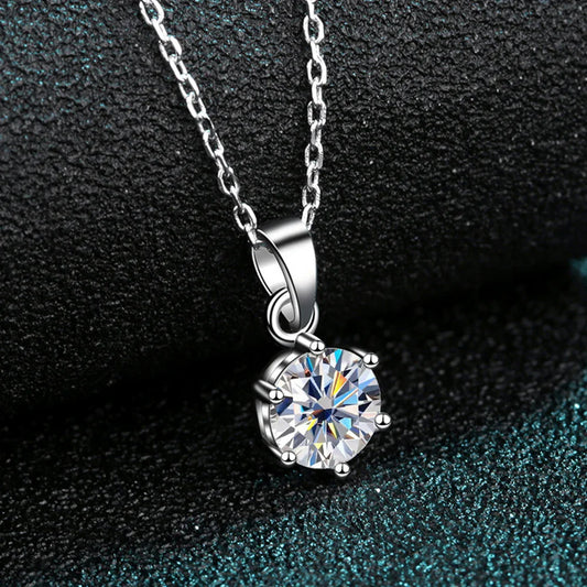 1ct 2ct Moissanite Necklace for Women Wedding Jewelry with GRA 925 Sterling Sliver Plated White Gold Diamond Necklace