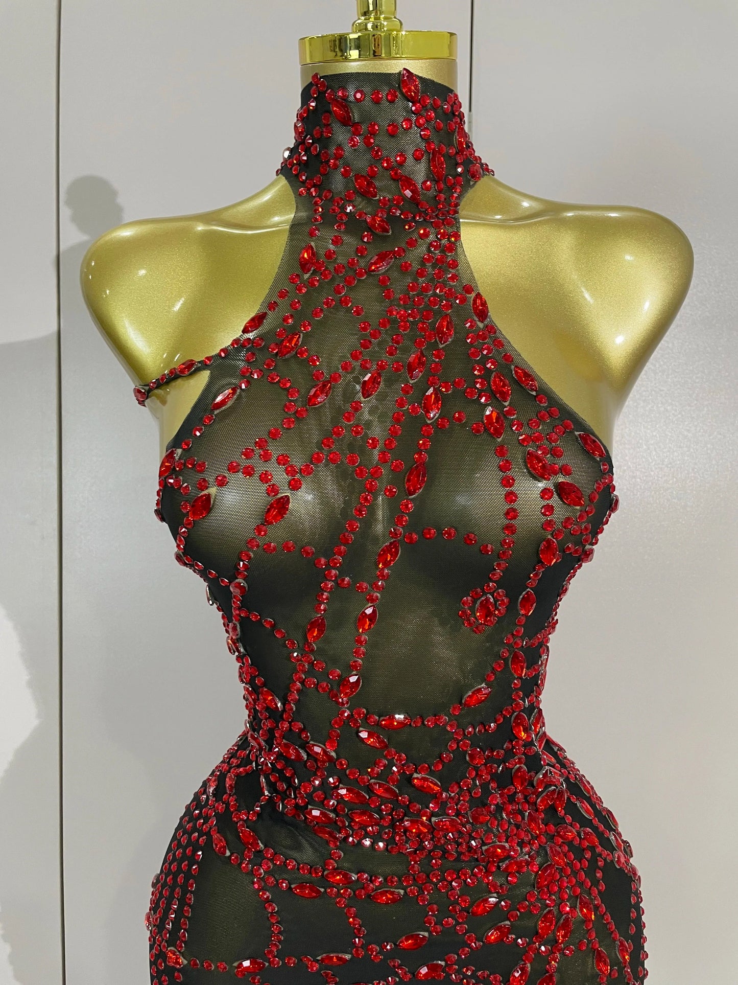 STOCK Sparkly Diamond Sexy Mesh Asymmetric Bodycon Mini Dress Women Nightclub Bar Party Show Gogo Dancer Clothing Stage Costume