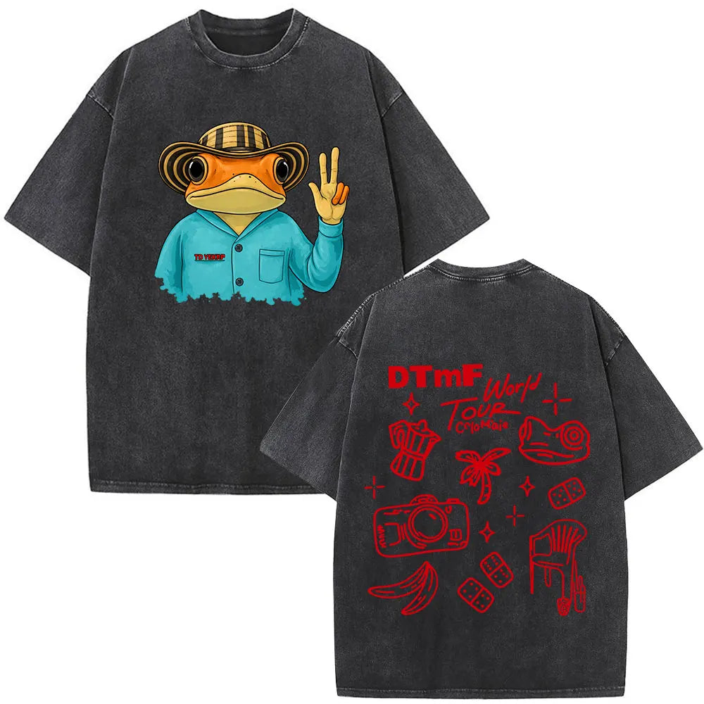 Washed Vintage Rapper Bad Bunny T-shirt Debi Tirar Mas Fotos DTMF Tour 2026 T Shirts Men Women Clothing Fashion Hip Hop T-shirts