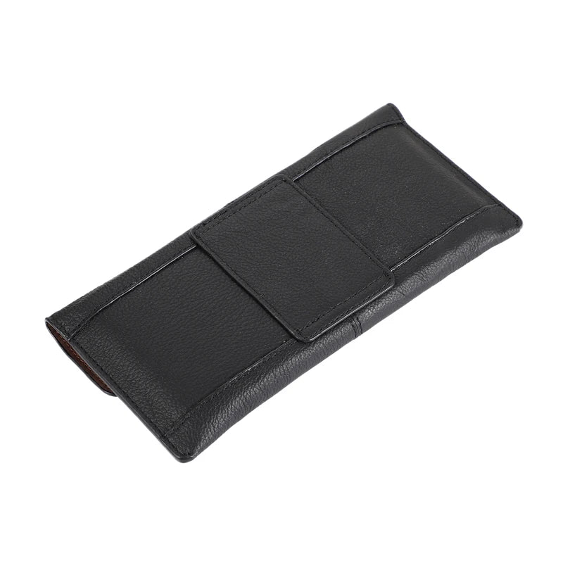 Genuine Leather Slim Phone Pouch Case For iphone 14 13 12 Pro Max Samsung S23 S22 Ultra Belt Clip Holster Cover Bag 4.7-7.2 inch