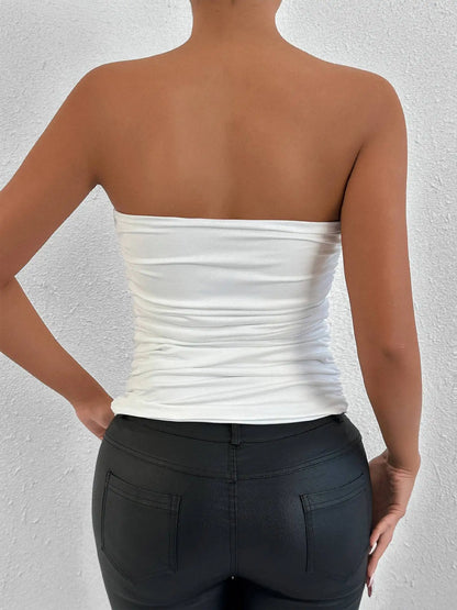 2026 Sexy Summer Solid Strapless Top Women Bandeau Bodycon Tops Lady Sleeveless Off Shoulder Club Party Clothes