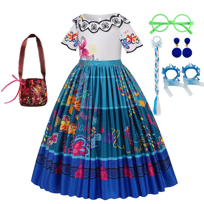 Mirabel Costume Girl Charm Encanto Disguise Dress Birthday Princess Theme Party Fantasy Outfits Toddler Girls Carnival Sets