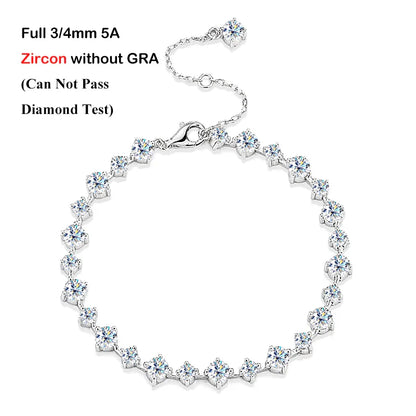 New In D Color 3/4mm Full Moissanite Tennis Bracelet For Women Lady S925 Silver GRA Certified Diamond Link Bracelets Gift