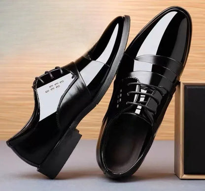 Men's Spring Casual Leather Shoes Business Formal Footwear Fashion Versatile Lace-up Dress Shoes for Youth