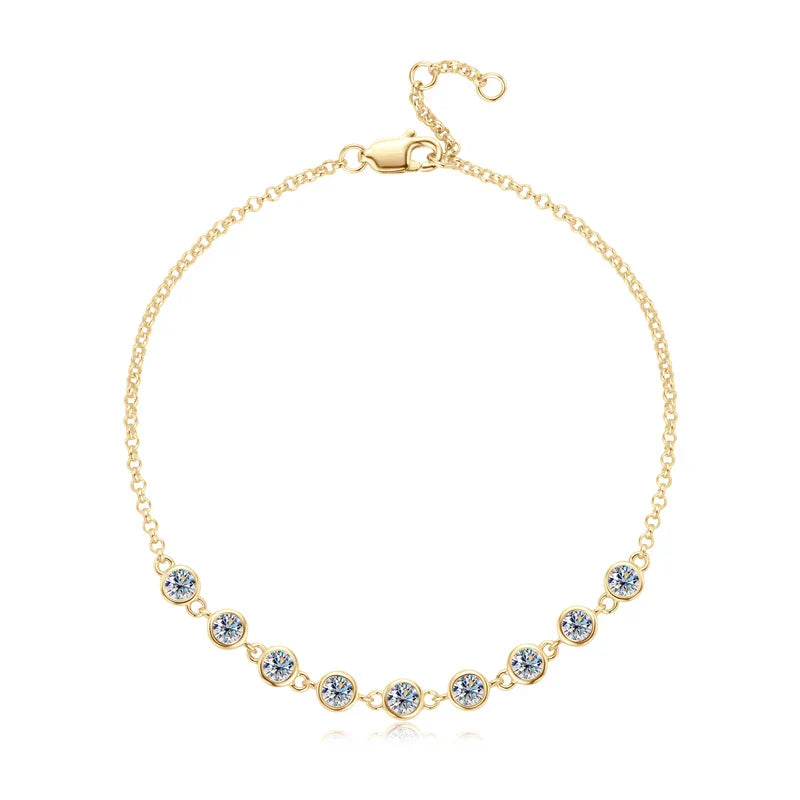 S925 Sterling Silver Bracelet for Women Round All Moissanite Charm Bracelets Chain Wedding Fine Jewelry Gifts pulseras
