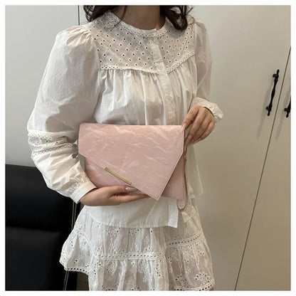 Fashion Women Clutch Soft PU Leather Solid Color Evelope Bag Wristlet Bags Female Small Handbags Day Clutches Evening Party Bags