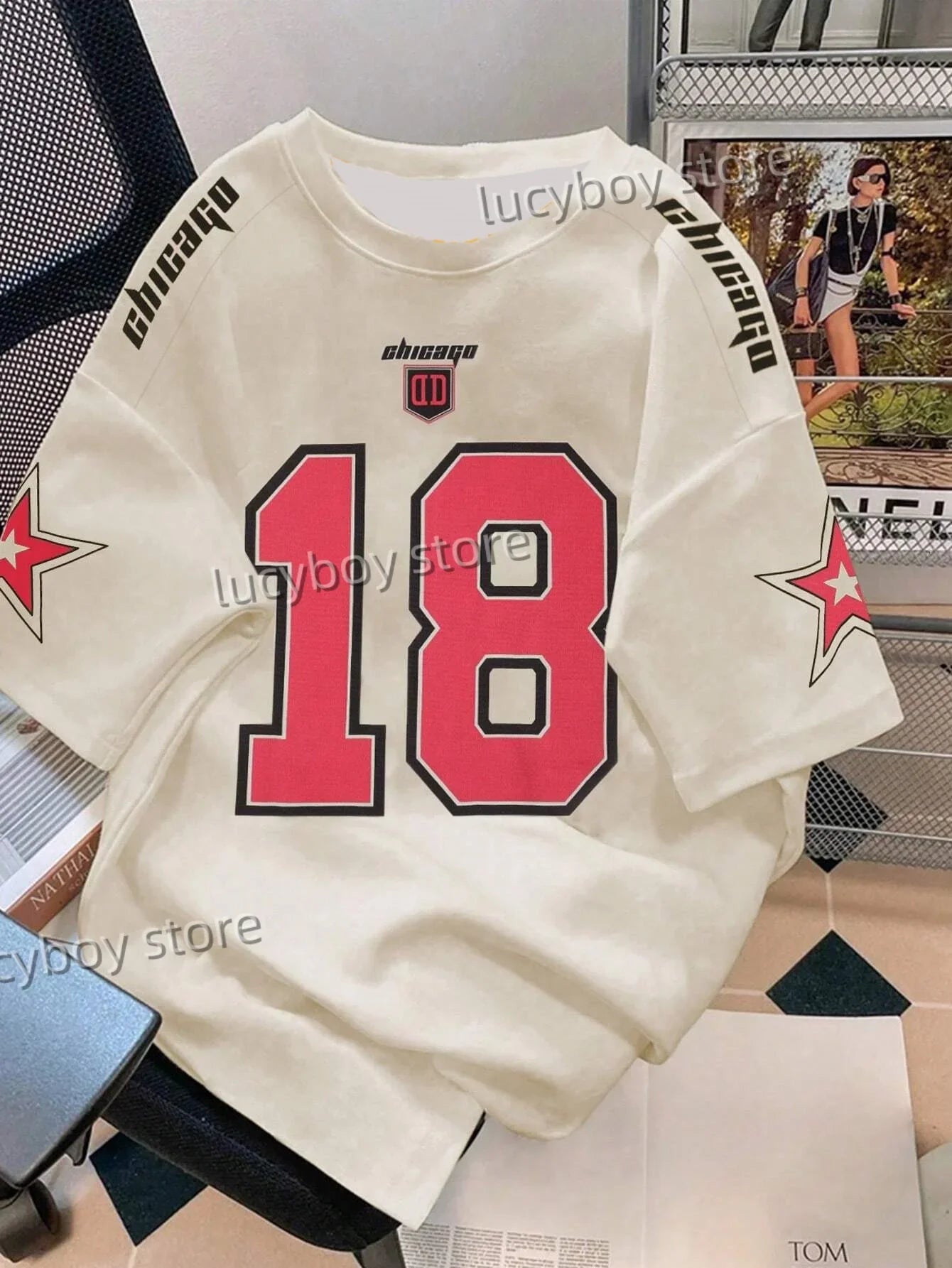 Mens 3D Number 18 Printed Short Sleeve T Shirt Man V Neck Sportwear Brooklyn Racing Football Tee Vintage Casual Tops Men Clothes