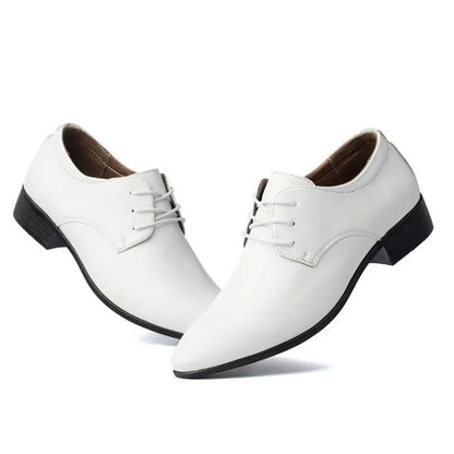 Men's Red Patent Leather Wedding Groomsmen Shoes Low Block Heel Business Formal Dress Shoes Trendy Casual Footwear