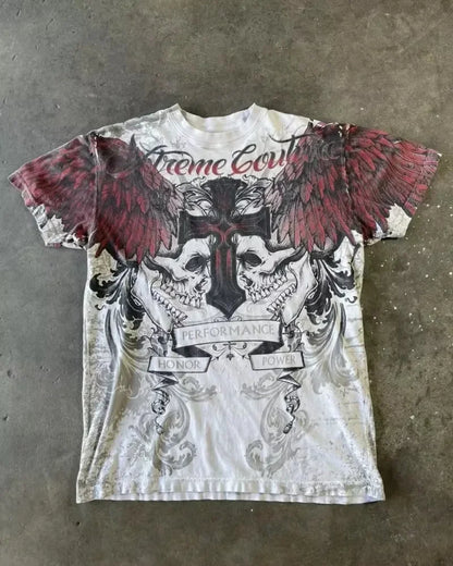 90s Sun Proof American New Trend Fake Two Piece Long Sleeved T shirts Women Harajuku Hip-Hop Gothic Casual Tops Street Wear