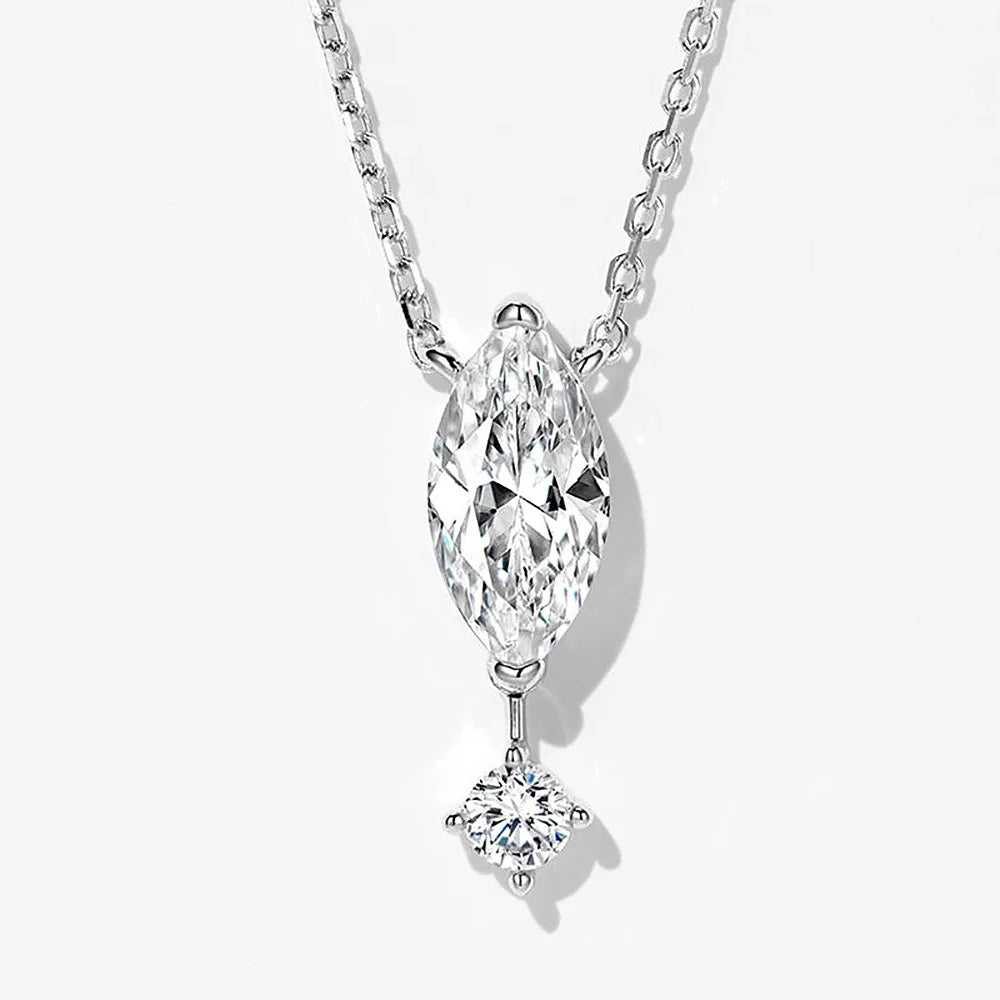 1.1carat Marquise/Round Cut Moissanite Pendant Necklace for Women Lab Diamond Necklaces 925 Sterling Silver Stacking Neck Chain