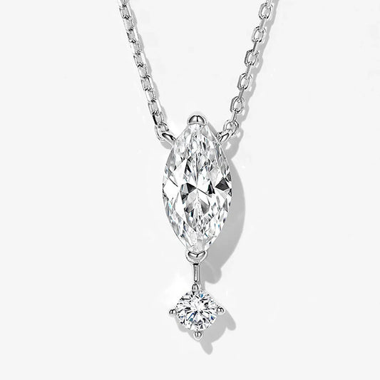 1.1carat Marquise/Round Cut Moissanite Pendant Necklace for Women Lab Diamond Necklaces 925 Sterling Silver Stacking Neck Chain