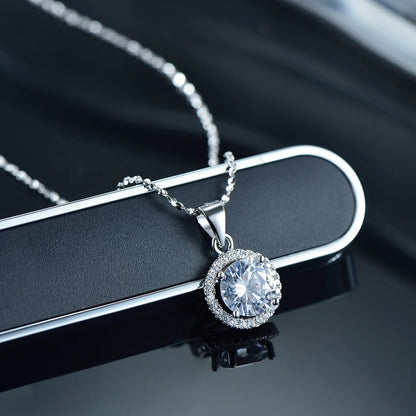 Genuine 925 Sterling Silver Luxury Chain Brand Necklace with 2.0Ct AAAAA Level Zircon Necklaces Gift Jewelry for women
