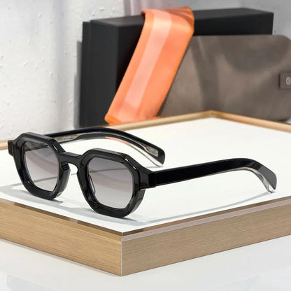 Thick Acetate Sunglasses Square for Men Women Handmade in Japan Classical Vintage High Quality Gradient Glasses with Case