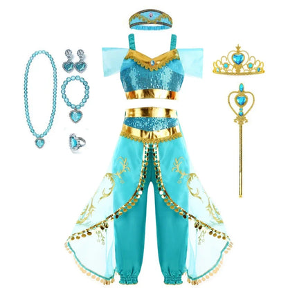Halloween Party Princess Dress Kids Jasmine Costume