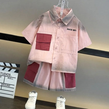 Shirt Suit Boy Children's Clothing Junior Boys' Summer Clothes for Cotton Costumes Sets Kids Sweatshirt Top Bottom Set Outfit