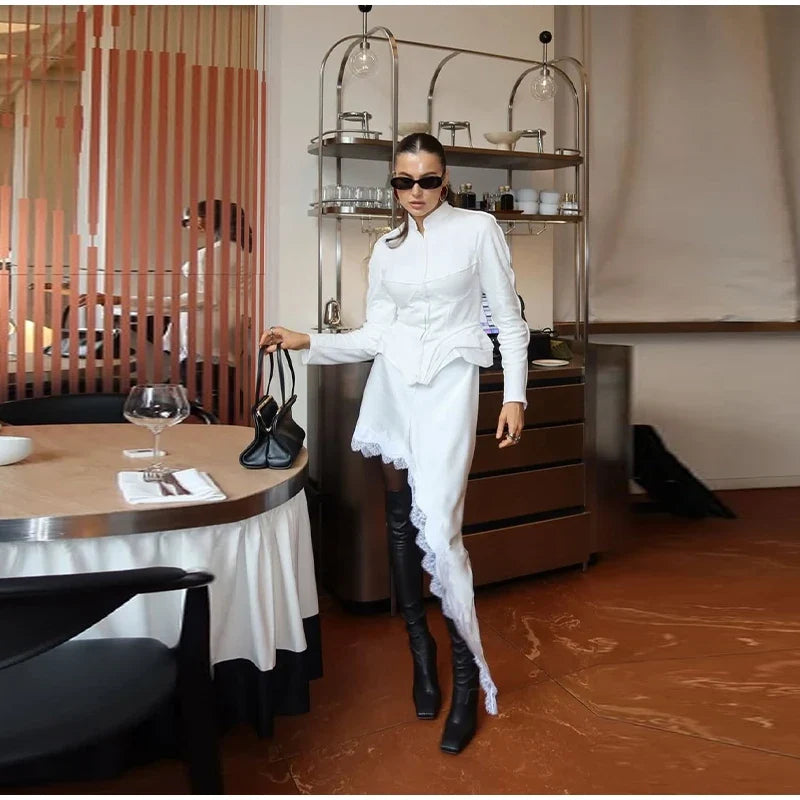 Elegant White Women's Long Sleeve Top Slim Fit Corset Bustier Shirt Casual Office Party Streetwear Y2K Fashion Outerwear 2026