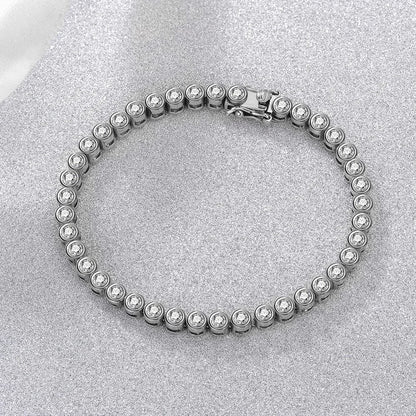 2/3mm  Certified Moissanite Tennis Bracelet for Women 925 Sterling Silver Round Bubble Bezel Setting Diamond Bracelets Bangle